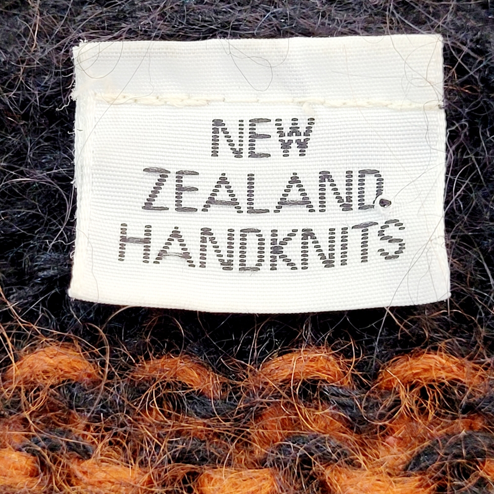 VINTAGE New Zealand Mixed Knit Mohair Geometric Oversized Cardigan Sweater - Picture 7 of 8